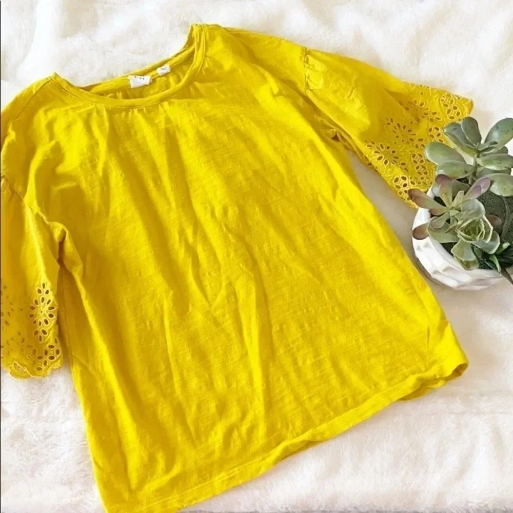 Gap Kids Girls Gold Crochet Bell Sleeve Top
